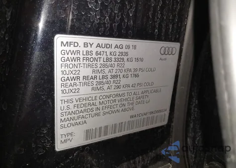 2019 Audi Q8 55 Premium из США, поврежденный, VIN WA1CVAF19KD008334
